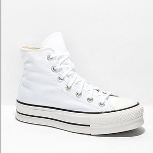 White high top converse platform